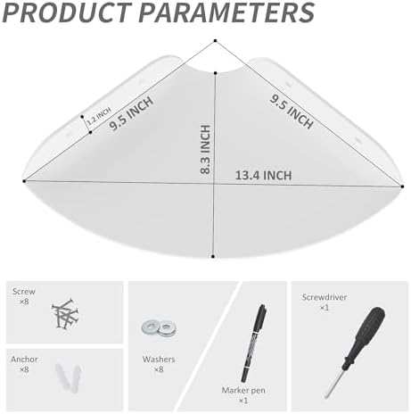 95x95 Inch Acrylic Corner Shelf Set of 2 White