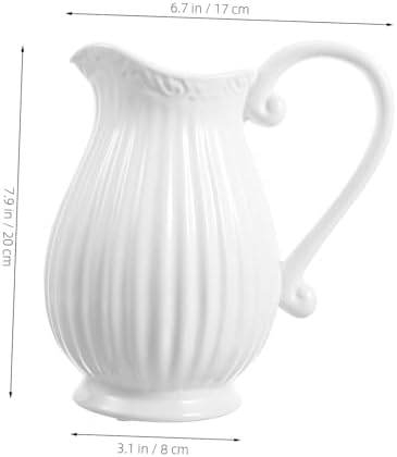 BESTOYARD White Ceramic Pitcher Vase for Home Decor