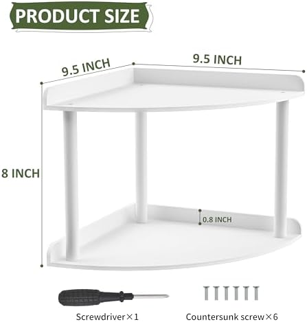 2 Tier Acrylic Corner Shelf Organizer 95x95x8 Inch White