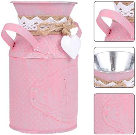 DOITOOL Vintage Pink Galvanized Vase Set
