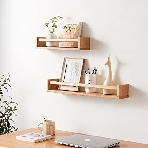 Oak Floating Shelves 24 Inch Wall Mounted Bookshelf