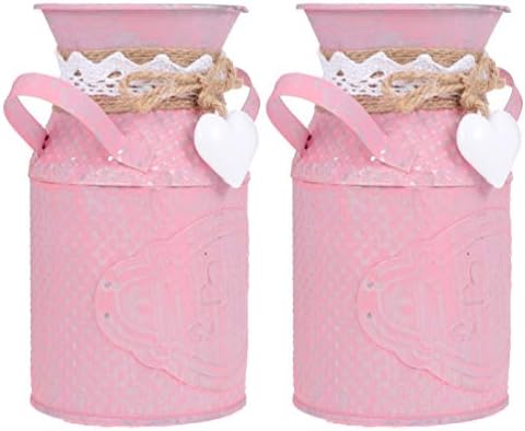 DOITOOL Vintage Pink Galvanized Vase Set