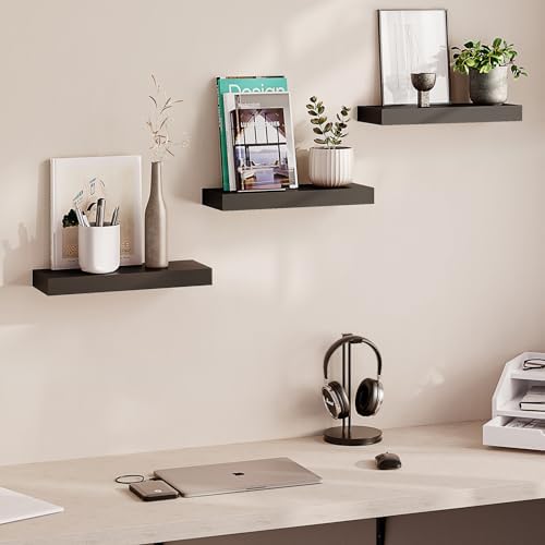 Ballucci Floating Shelves Set of 3 Black 16 Inch