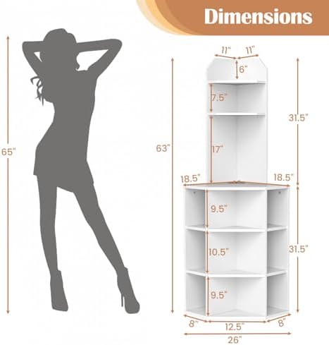 Giantex 6-Tier Corner Bookshelf with Charging Station