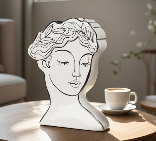 Modern Female Face Flower Vase 8x25x95 Inch Cynkeyee