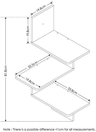 Furinno Rossi 3-Tier Rectangle Wall Shelves