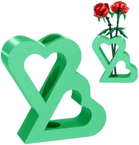 Double Heart Vase for LEGO Flowers Display Stand