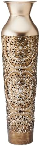 Elements Gold Filigree Embossed Metal Vase 17-Inch