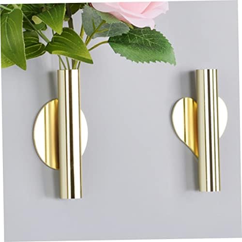 Golden Wall Vase 2Pcs Metal Holder with Dried Flower Display
