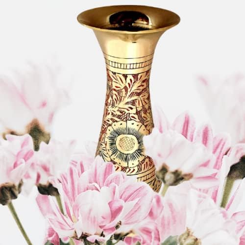 Brass Vase 8 Inches Tall - Handmade Nakkashi Decor