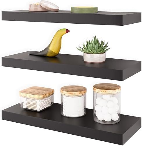 Ballucci Floating Shelves Set of 3 Black 16 Inch