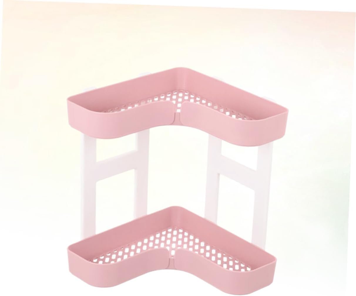 Cabilock Corner Shelf Organizer Pink Plastic Storage Rack