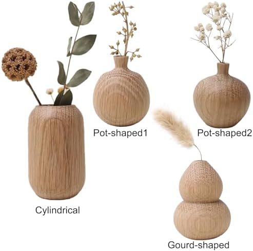 Wooden Dried Flower Vase with Pampas Grass