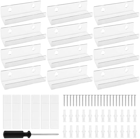 12 Pack Clear Vinyl Record Shelf Wall Mount
