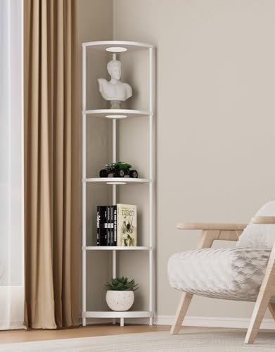 PARTPHONER Corner Shelf with LED Light and Storage 1