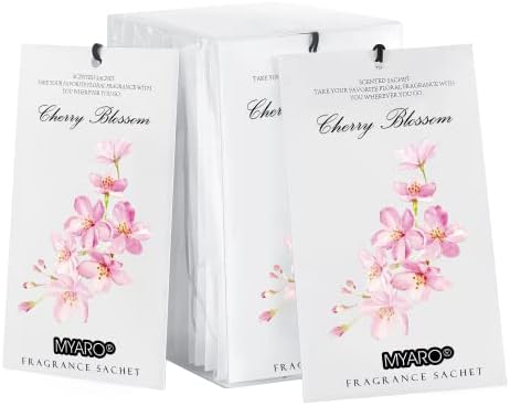MYARO 12 Pack Cherry Blossom Scented Sachets for Drawer and Closet