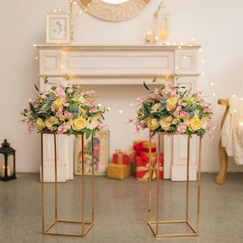 Modern Geometric Gold Wedding Centerpiece Vase 236in Metal Stand