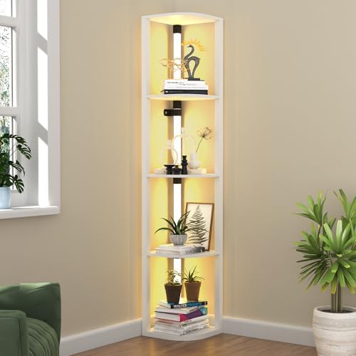 VTRIN Corner Shelf with Light 5-Tier Modern Storage