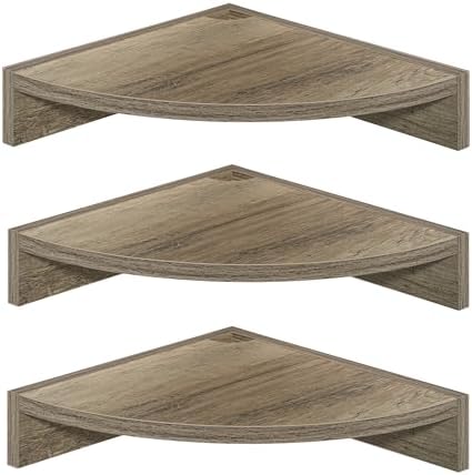 Fun Memories Corner Shelf Wall Mount 3 Pack Grey