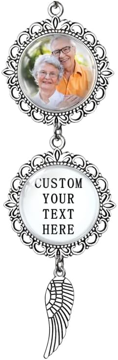 Custom Car Rearview Mirror Angel Charm with Photo Text