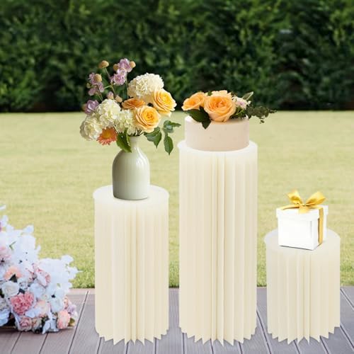 3pcs Foldable White Cardboard Flower Stand Wedding Centerpiece Display