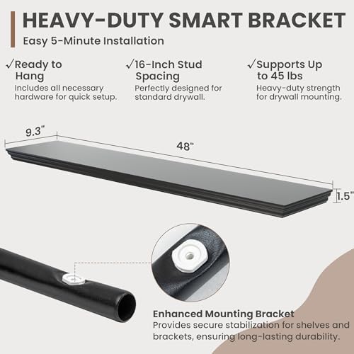 Venusmiles Floating Shelf 48 Inch Black Wall Mount