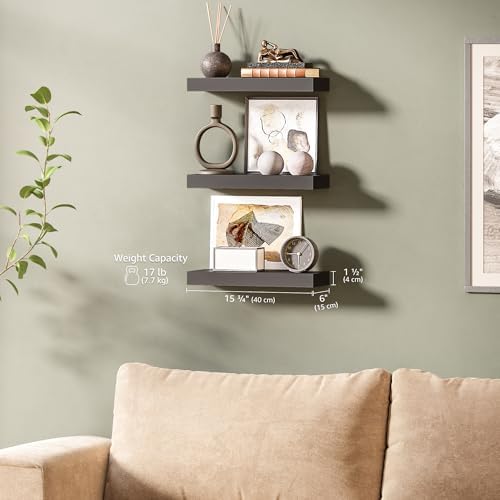 Ballucci Floating Shelves Set of 3 Black 16 Inch