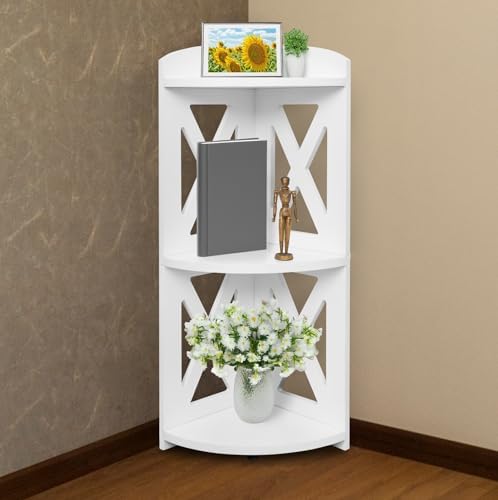 YCICI Corner Shelf Stand 3 Tier Natural Wood