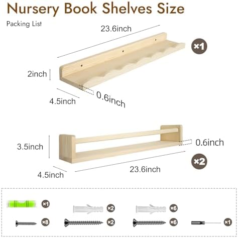 Ranxfloat 236 Inch Solid Wood Floating Bookshelf 21 Pack