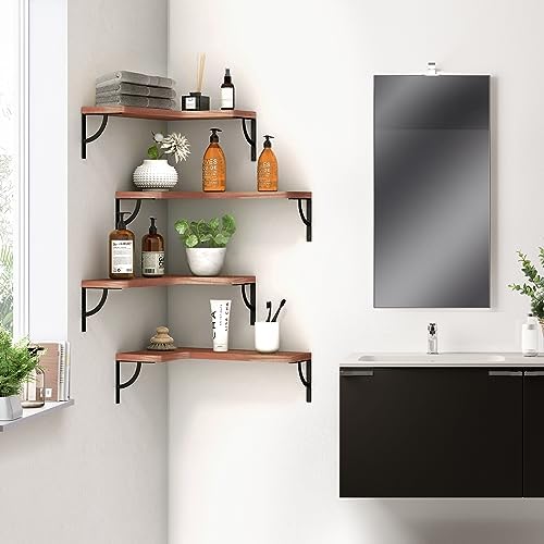 Canupdog Corner Floating Shelf 4 Tier Wall Mount Red