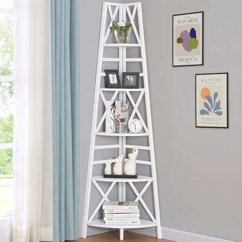 HOMBAZAAR 5 Tier Corner Shelf with Metal Frame