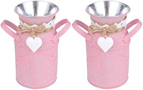 DOITOOL Vintage Pink Galvanized Vase Set
