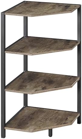 VECELO 4 Tier Corner Shelf Stand Grey 31 Tall
