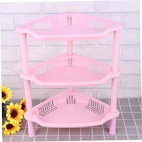 Ciieeo Pink 3-Tier Corner Shelf Storage Basket Rack