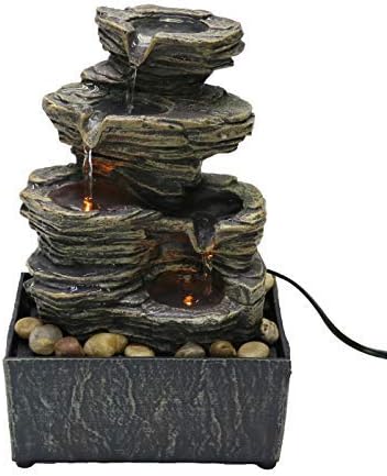 Natures Mark Cascading Rock Water Fountain with LED Lights 9 Inch