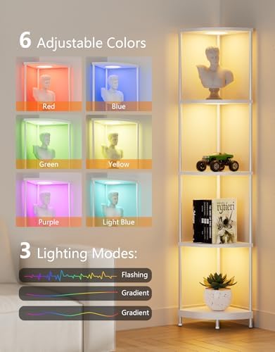 PARTPHONER Corner Shelf with LED Light and Storage 1