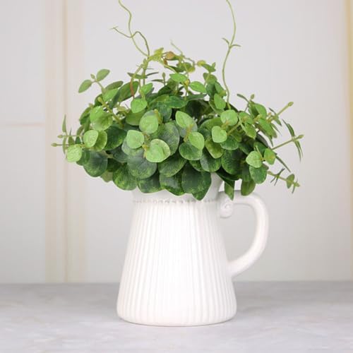 Farmhouse Ceramic Flower Vase with Embossed Design