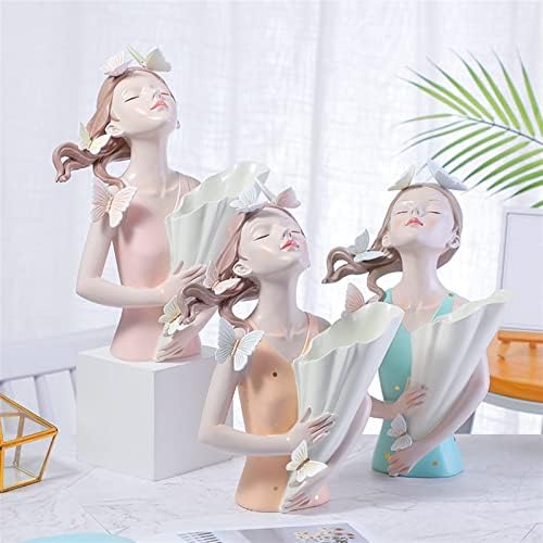 Artificial Flower Vase Butterfly Girl Home Decor Sculpture
