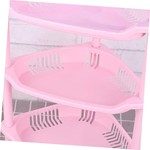 Ciieeo Pink 3-Tier Corner Shelf Storage Basket Rack