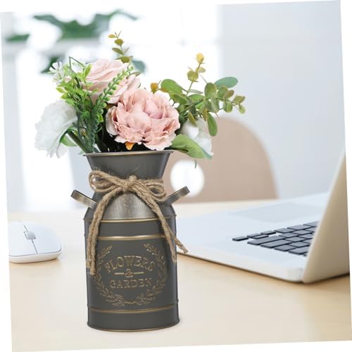 Rustic Galvanized Flower Bucket Planter for Home Office Decor