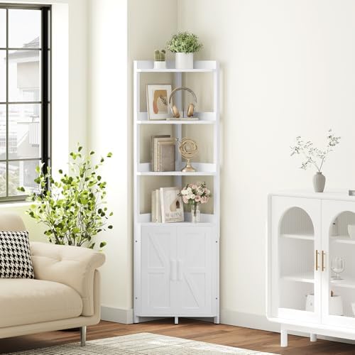 HOOBRO Corner Shelf with 5-Tier Storage White WW78CJ01