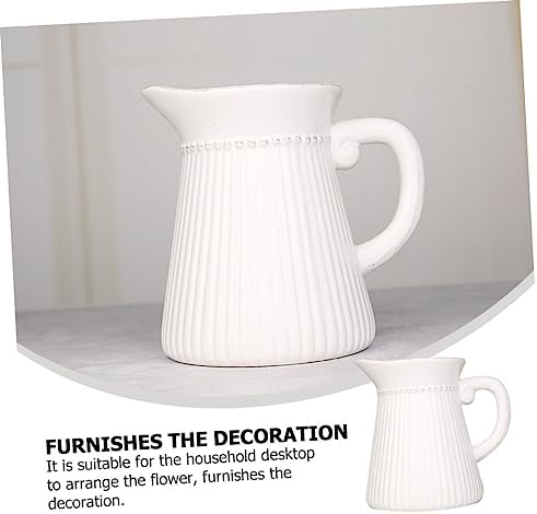White Ceramic Flower Vase with Embossed Design