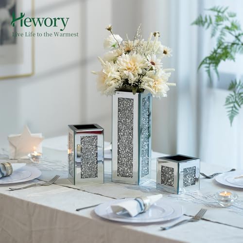 Hewory Tall Silver Mirror Vase for Centerpieces