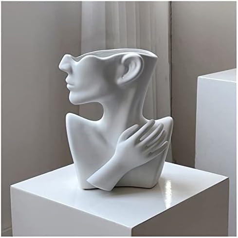Ceramic Head Face Flower Vase for Statue Home Decoration