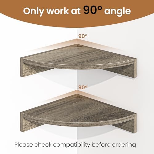 Fun Memories Corner Shelf Wall Mount 3 Pack Grey