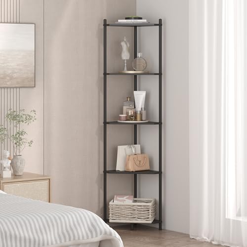 Wisuce 5 Tier Corner Bookshelf Bamboo Storage Stand
