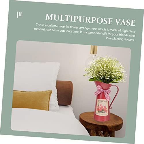 Rustic Metal Flower Bucket Vase for Home Decor