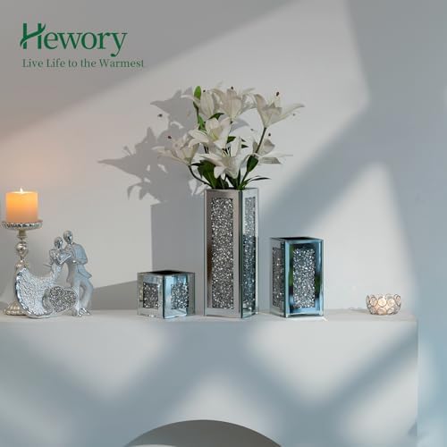 Hewory Tall Silver Mirror Vase for Centerpieces
