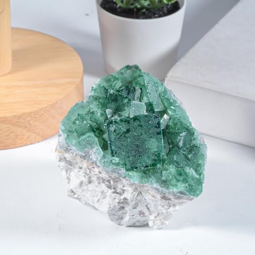 Rockcloud Fluorite Crystal Geode Cluster for Chakra Meditation and Feng Shui
