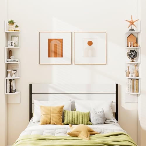 Tangkula 5-Tier Corner Shelf Wall Mount White